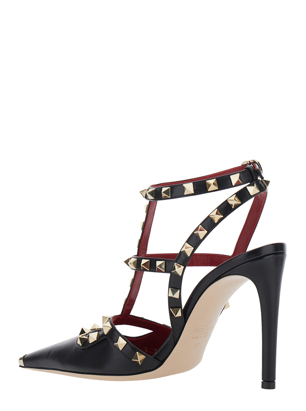 Valentino Garavani Women Black High-Heeled Sandals With Rockstud Decoration And High Heel In Leather For Women