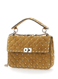 VALENTINO GARAVANI Valentino Garavani Women Medium Shoulder Bag | Rockstud Spike | Suede S./Platinum Studs