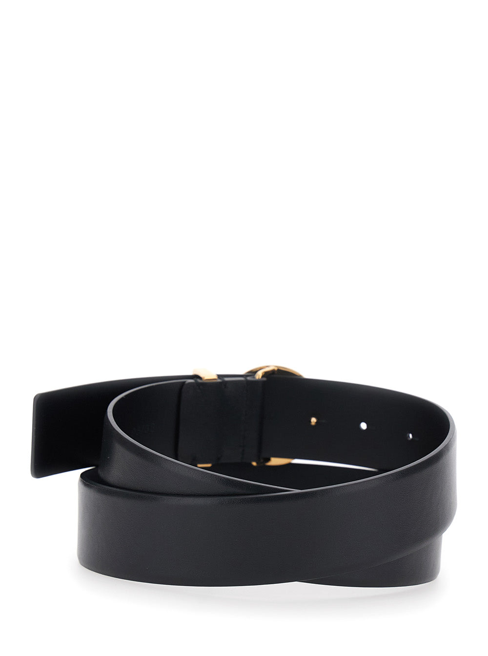 Versace Men Black Belt With Medusa Buckle And Metal Loop In Leather For Men