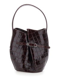 LIFFNER Liffner Women Bordeaux Leather Bucket Bag With Belt For Women