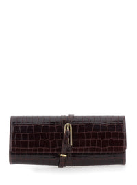 LIFFNER Liffner Women Leather Bordeaux Clutch Bag With Belt