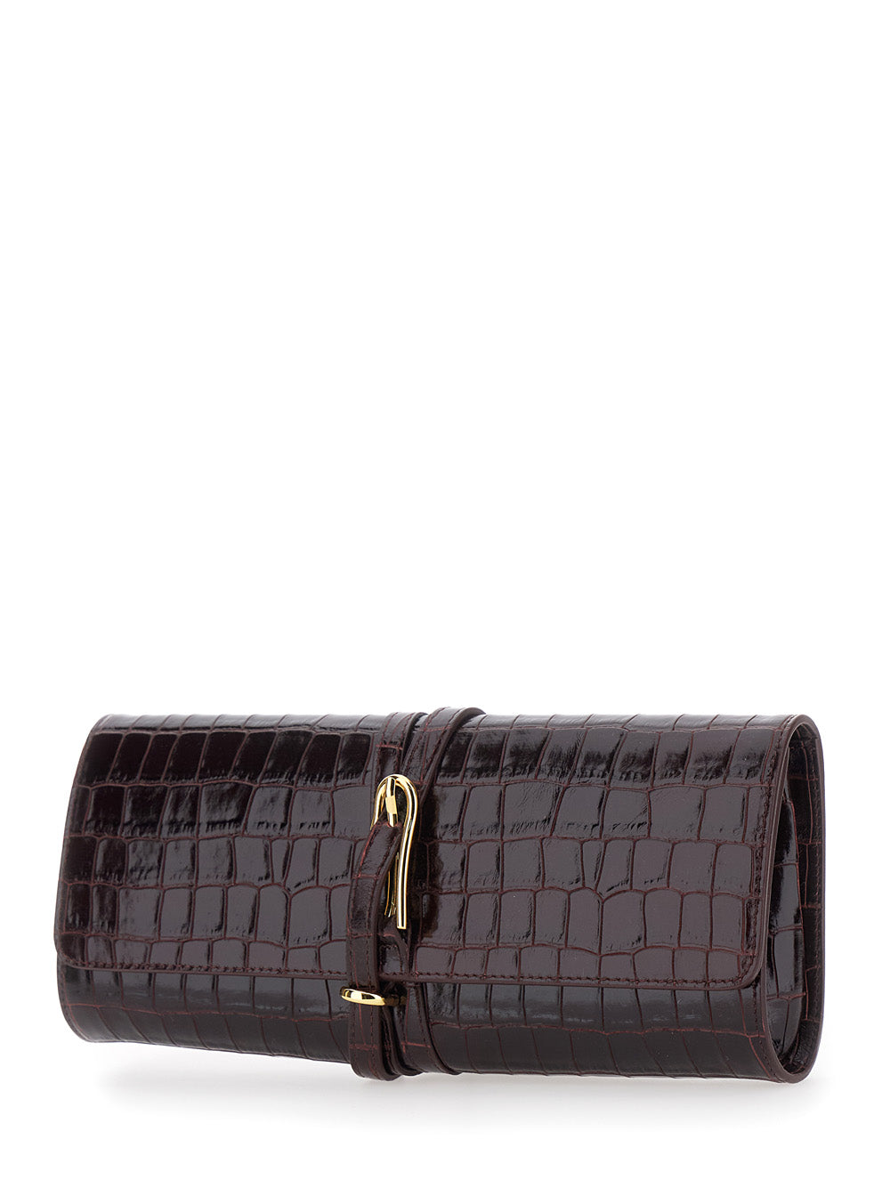 LIFFNER Liffner Women Leather Bordeaux Clutch Bag With Belt