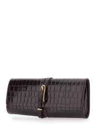 LIFFNER Liffner Women Leather Bordeaux Clutch Bag With Belt