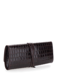 LIFFNER Liffner Women Leather Bordeaux Clutch Bag With Belt