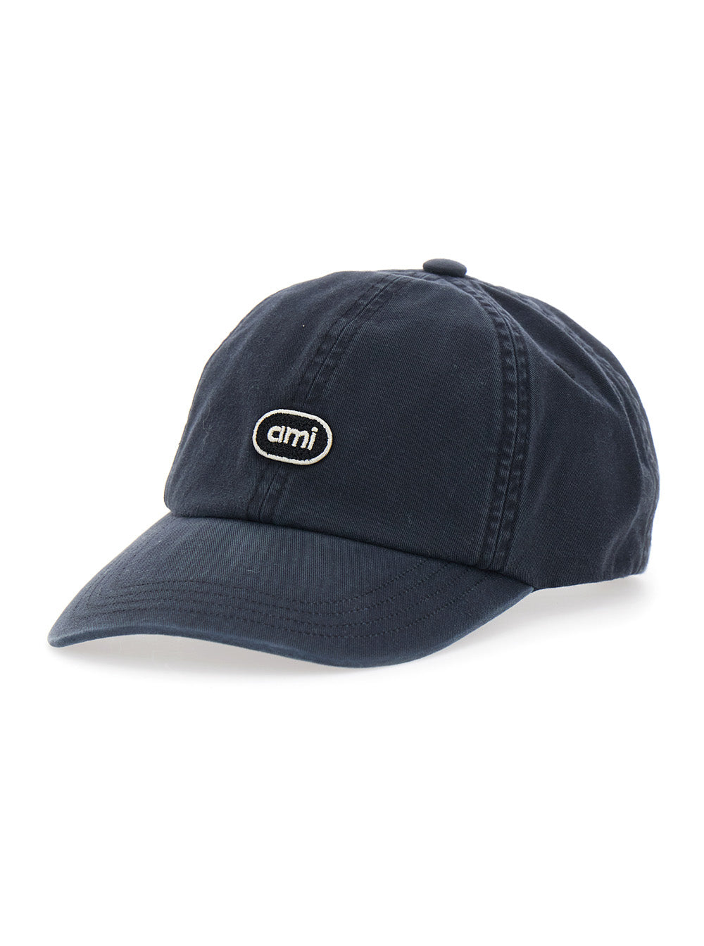 Ami Paris Men Black Baseball Cap With Logo Patch On The Front In Cotton For Men