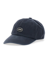 Ami Paris Men Black Baseball Cap With Logo Patch On The Front In Cotton For Men
