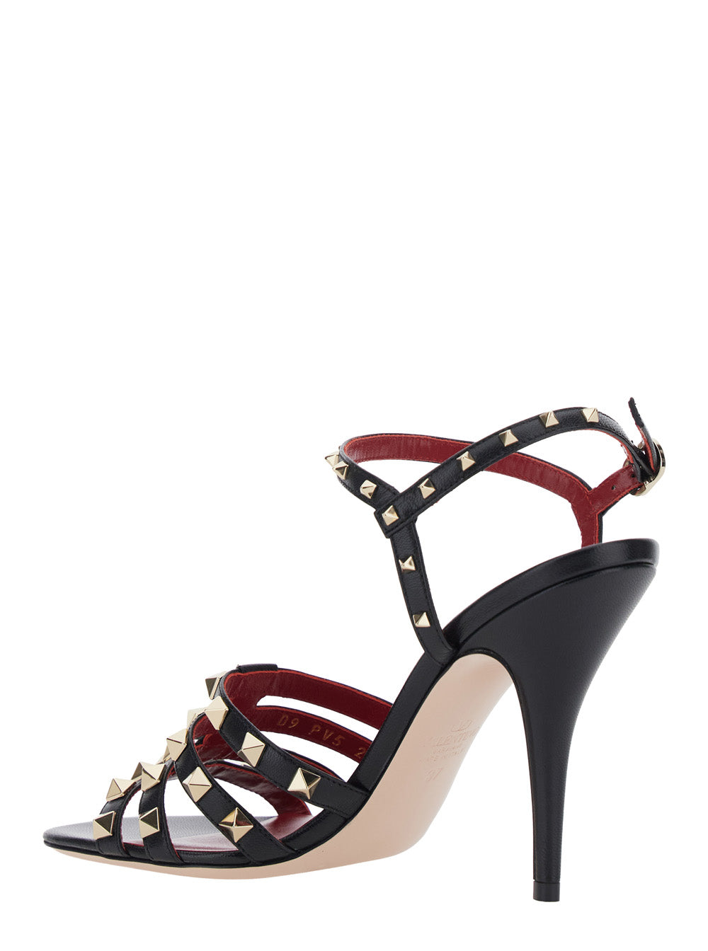 Valentino Garavani Women Black Heeled Sandals With Rockstud Embellishment And High Heel In Leather For Women