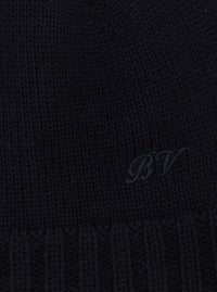 Bottega Veneta Men Blue Beanie With Logo Lettering Embroidery On The Front In Wool For Men