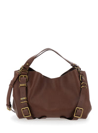 DIESEL Diesel Women D-One Tophandle Medium Shoulder Bag With Metal Details And Logo Brown Unisex