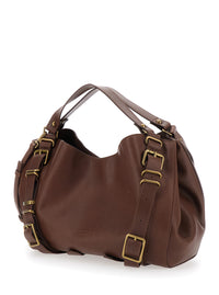 DIESEL Diesel Women D-One Tophandle Medium Shoulder Bag With Metal Details And Logo Brown Unisex