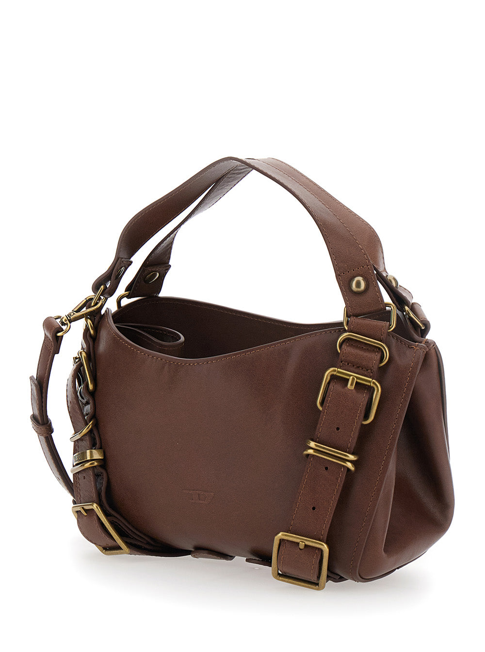 DIESEL Diesel Women D-One Tophandle Small Bag With Handles And Logo In Brown Unisex