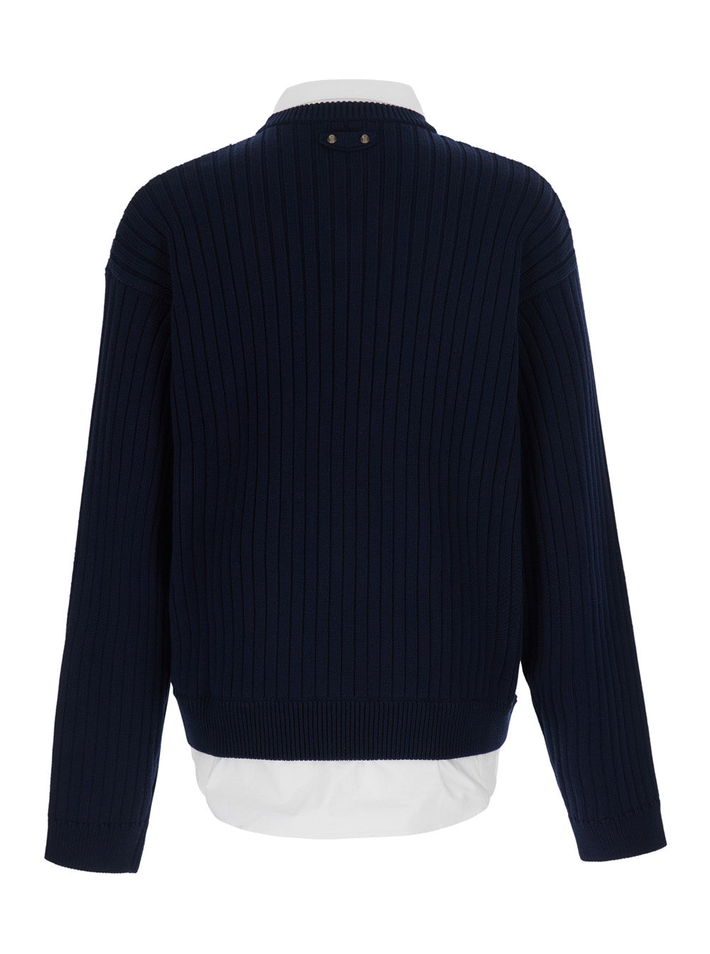 Balenciaga Men Blue Sweater With Multi-Layer Design In Cotton Men