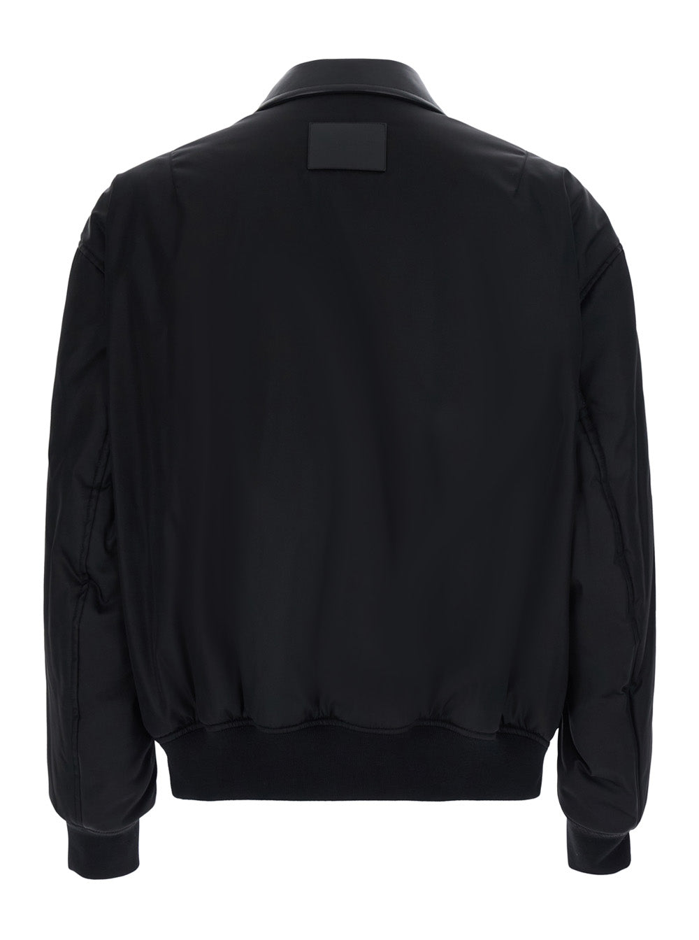 Balenciaga Men Black Bomber Jacket With Shirt Collar And Logo On The Front In Tech Fabric For Men