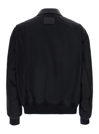 Balenciaga Men Black Bomber Jacket With Shirt Collar And Logo On The Front In Tech Fabric For Men