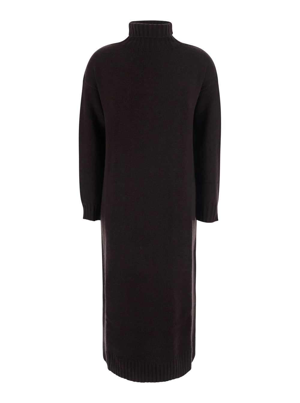 MAX MARA Max Mara Women 'Fragore' Brown Dress With High Neck And Elasticated Cuffs In Wool And Cashmere For Women
