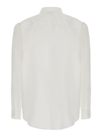 Saint Laurent Men White Shirt With Pointed Collar And Tone-On-Tone Logo In Cotton Men