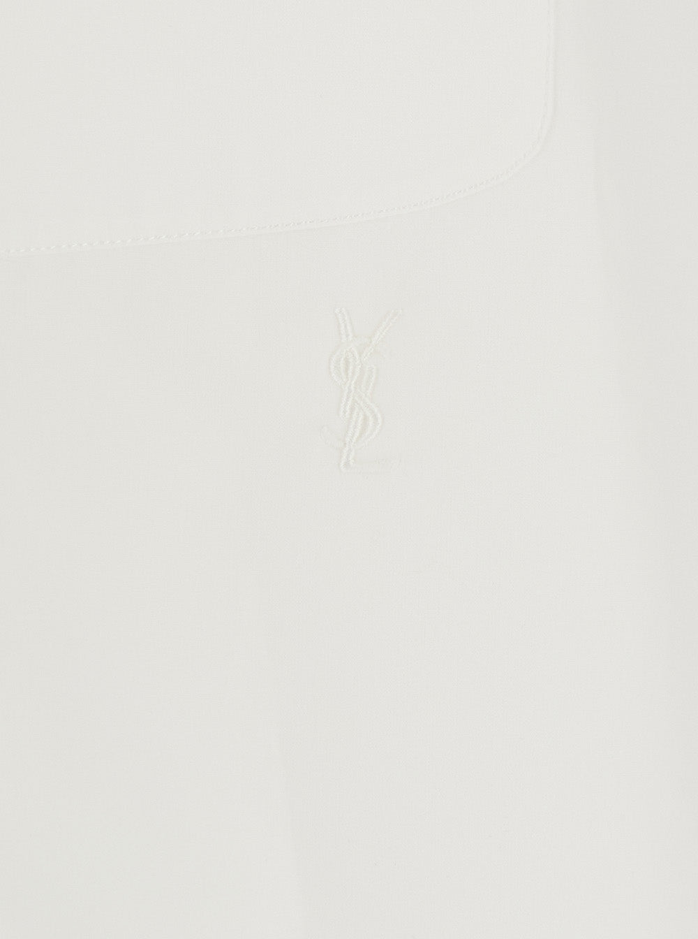Saint Laurent Men White Shirt With Pointed Collar And Tone-On-Tone Logo In Cotton Men