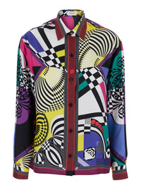 Versace Women Multicolor Shirt With All-Over Foulard Print In Silk Twill Women