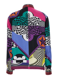 Versace Women Multicolor Shirt With All-Over Foulard Print In Silk Twill Women