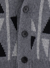 Versace Men Grey Cardigan With Medusa Print On The Back In Wool And Cashmere Blend Men