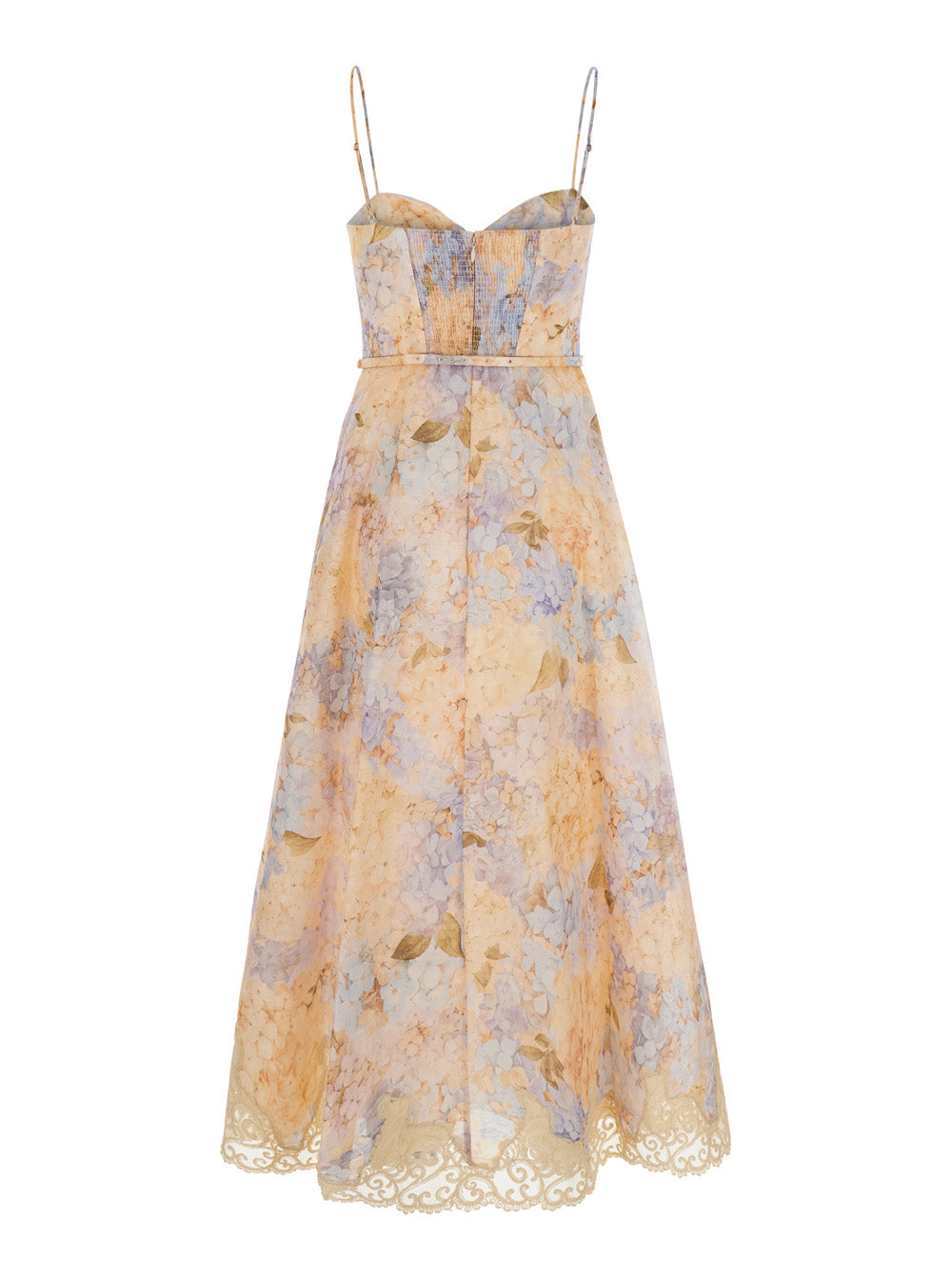 Zimmermann Women 'Valiant' Multicolor Dress With Spaghetti Straps And All-Over Floral Print In Linen And Silk Blend For Women