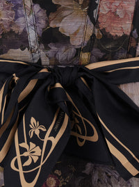 Zimmermann Women 'Valiant' Black Dress With Spaghetti Straps And All-Over Floral Print In Linen And Silk Blend For Women