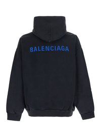 BALENCIAGA Balenciaga Men Black Hoodie With Fixed Hood And Logo Lettering On The Front And Back In Cotton Men