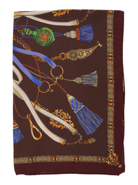 Etro Women Brown Scarf With All-Over Motif In Silk For Women