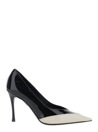 FERRAGAMO Ferragamo Women 'Yasmin' White And Black Pumps With Pointed Design In Patent Leather For Women