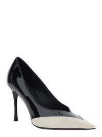 FERRAGAMO Ferragamo Women 'Yasmin' White And Black Pumps With Pointed Design In Patent Leather For Women
