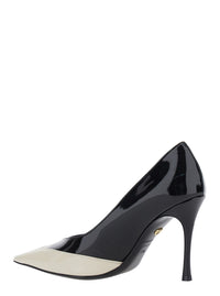 FERRAGAMO Ferragamo Women 'Yasmin' White And Black Pumps With Pointed Design In Patent Leather For Women