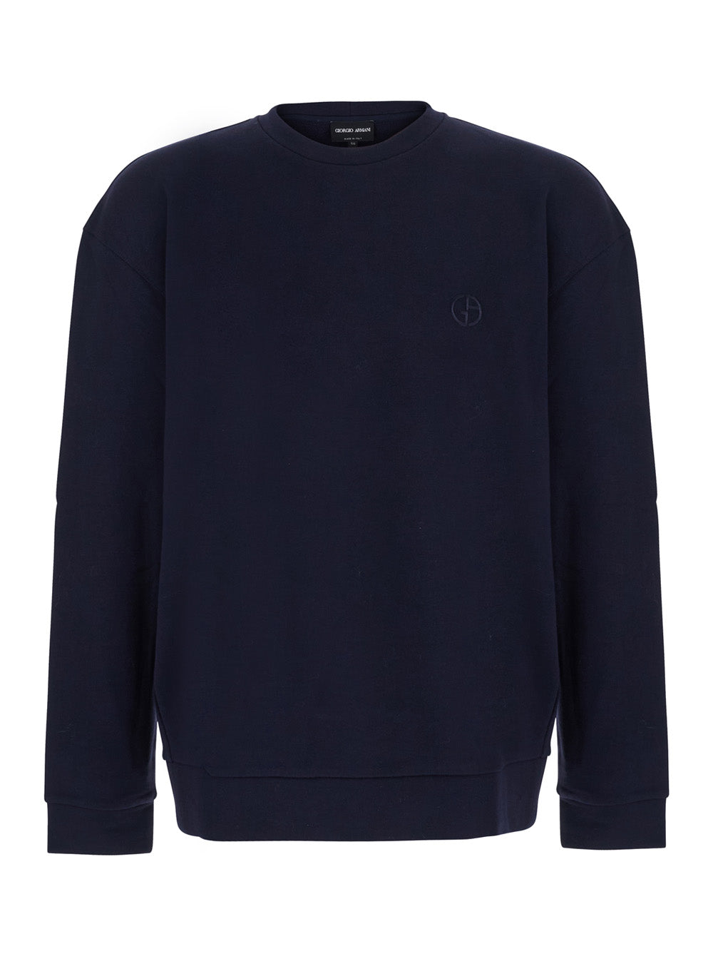 Giorgio Armani Men Blue Sweatshirt With Embroidered Logo On The Chest In Cotton Men