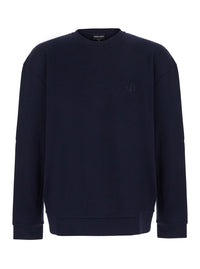 Giorgio Armani Men Blue Sweatshirt With Embroidered Logo On The Chest In Cotton Men