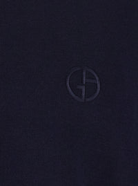 Giorgio Armani Men Blue Sweatshirt With Embroidered Logo On The Chest In Cotton Men