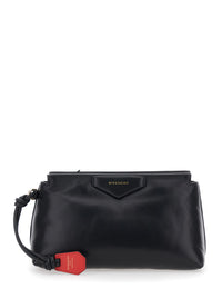 GIVENCHY Givenchy Women Clutch Bag With Flap And Logo In Black Leather Woman