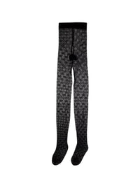 Gucci Women Black Tights With All-Over Gg Motif In Tech Fabric Women
