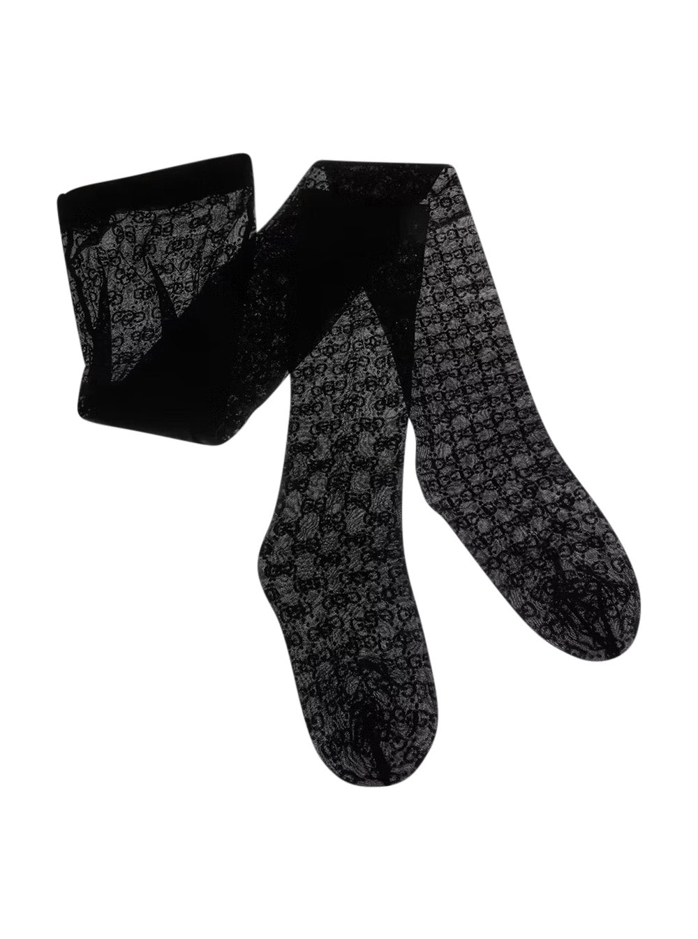 Gucci Women Black Tights With All-Over Gg Motif In Tech Fabric Women