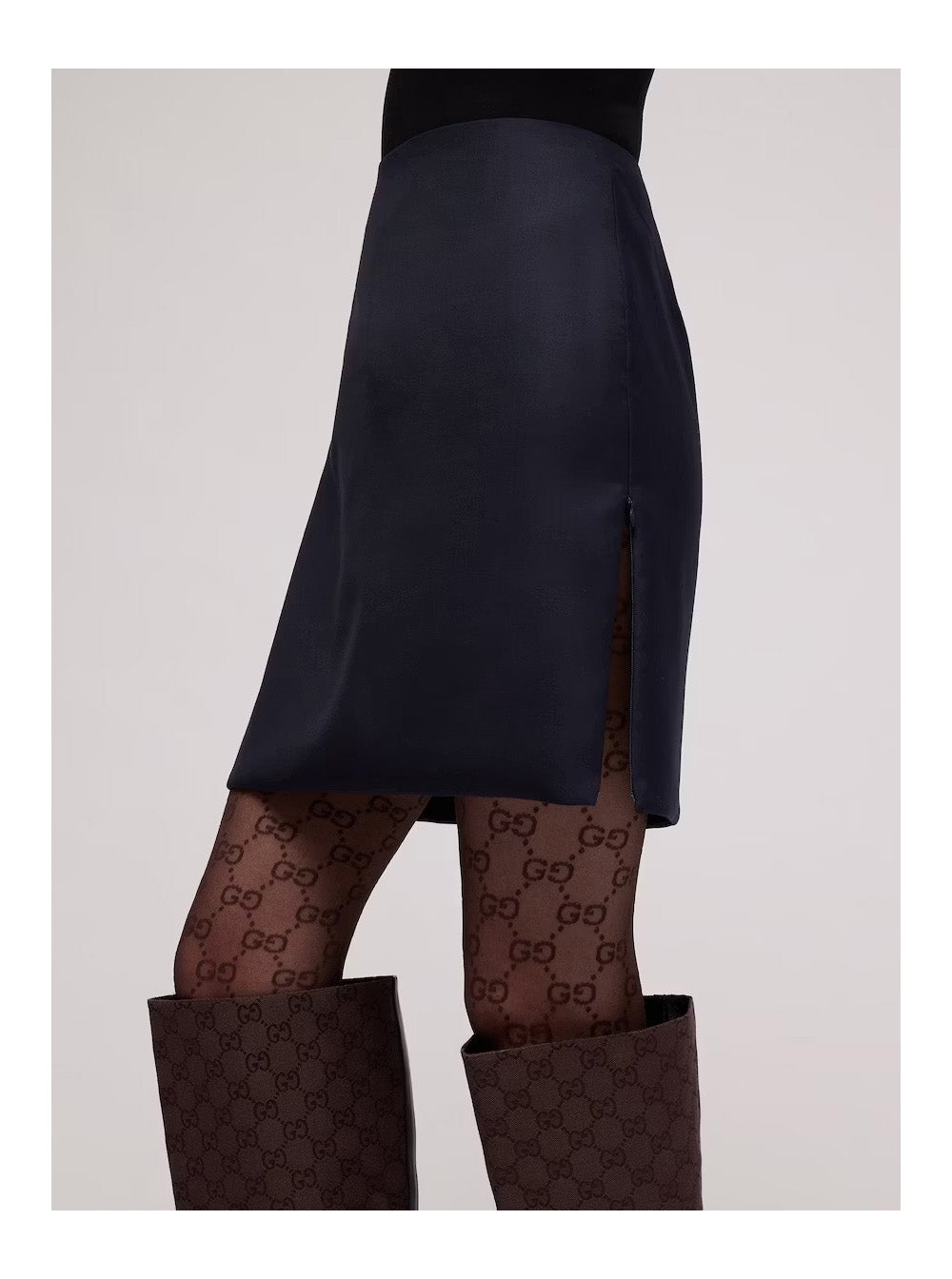 Gucci Women Brown Tights With All-Over Gg Motif In Tech Fabric Women
