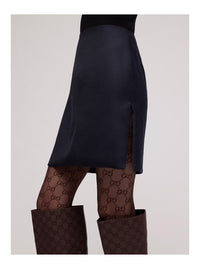 Gucci Women Brown Tights With All-Over Gg Motif In Tech Fabric Women