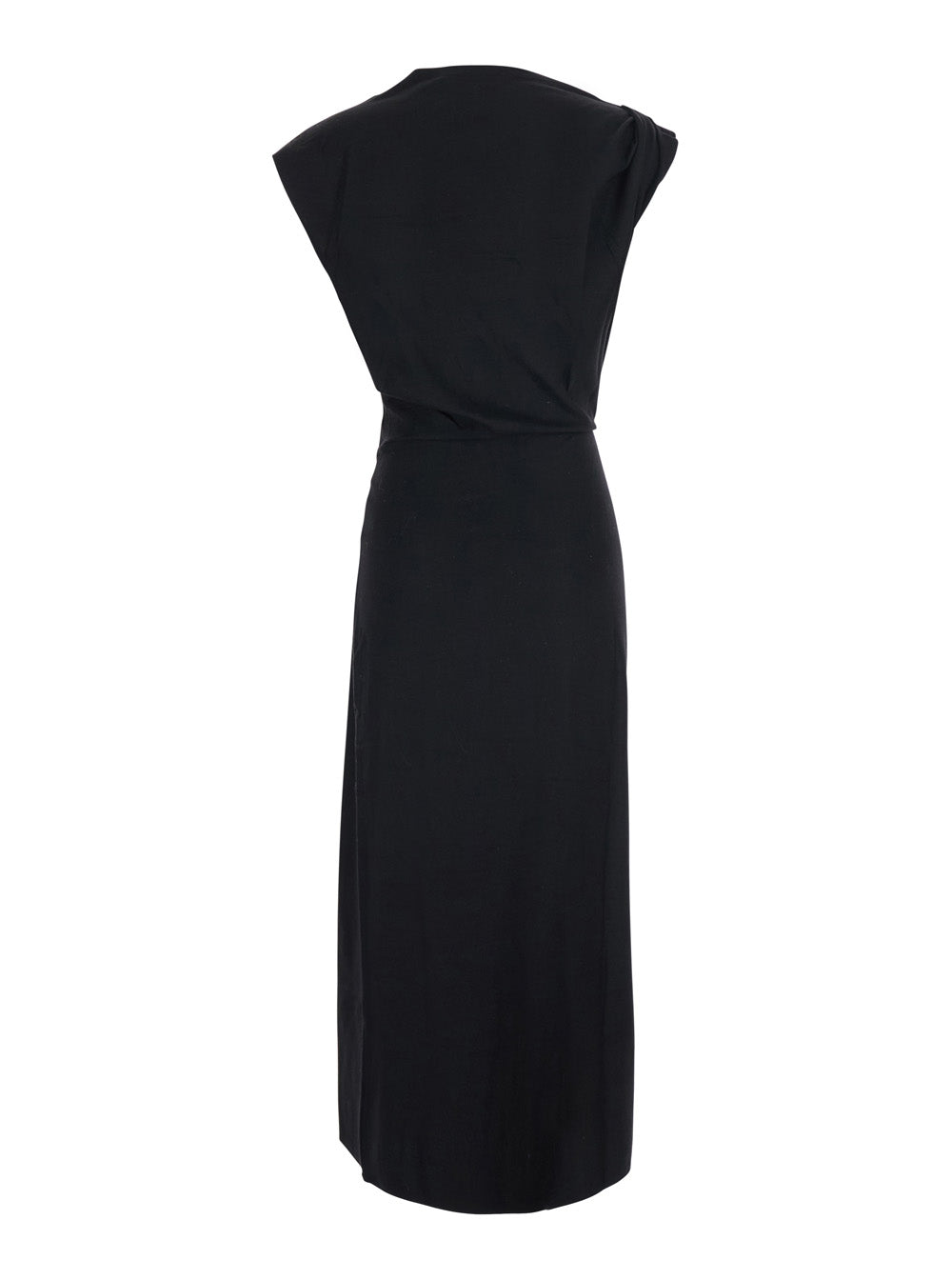 Isabel Marant Etoile Women 'Naerys' Black Long Dress With Asymmetric Design And All-Over Ruching In Fabric For Women