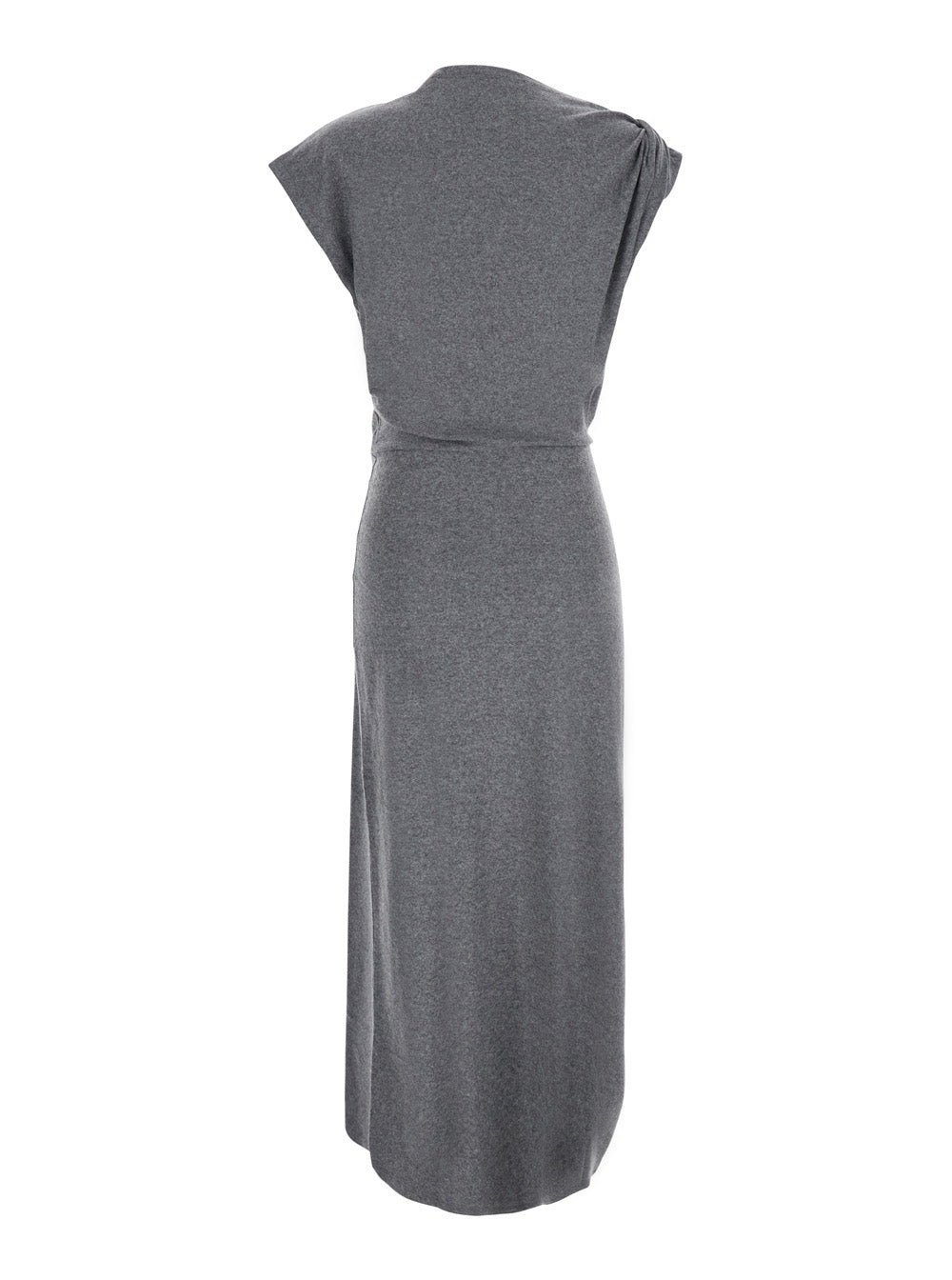 Isabel Marant Etoile Women 'Naerys' Grey Long Dress With Asymmetric Design And All-Over Ruching In Fabric For Women