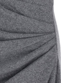 Isabel Marant Etoile Women 'Naerys' Grey Long Dress With Asymmetric Design And All-Over Ruching In Fabric For Women