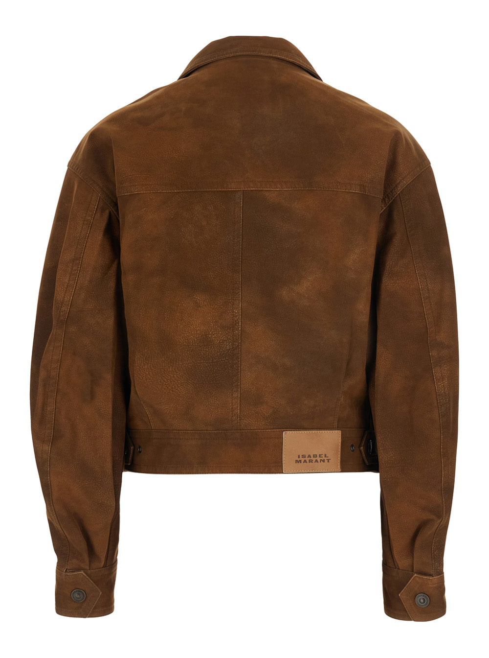 Isabel Marant Etoile Women 'Belma' Brown Jacket With Classic Collar And Logo Patch On The Back In Leather For Women