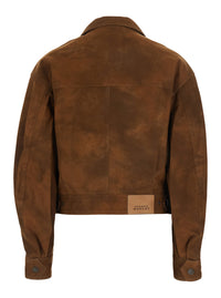 Isabel Marant Etoile Women 'Belma' Brown Jacket With Classic Collar And Logo Patch On The Back In Leather For Women