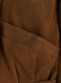 Isabel Marant Etoile Women 'Belma' Brown Jacket With Classic Collar And Logo Patch On The Back In Leather For Women
