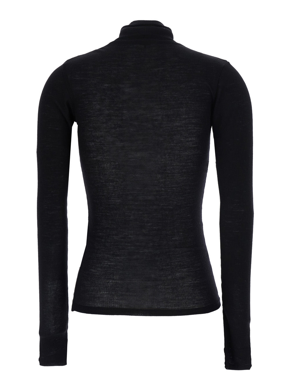 Versace Women Black High-Neck Top With Embroidered Medusa Logo On The Front In Wool For Women