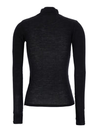 Versace Women Black High-Neck Top With Embroidered Medusa Logo On The Front In Wool For Women
