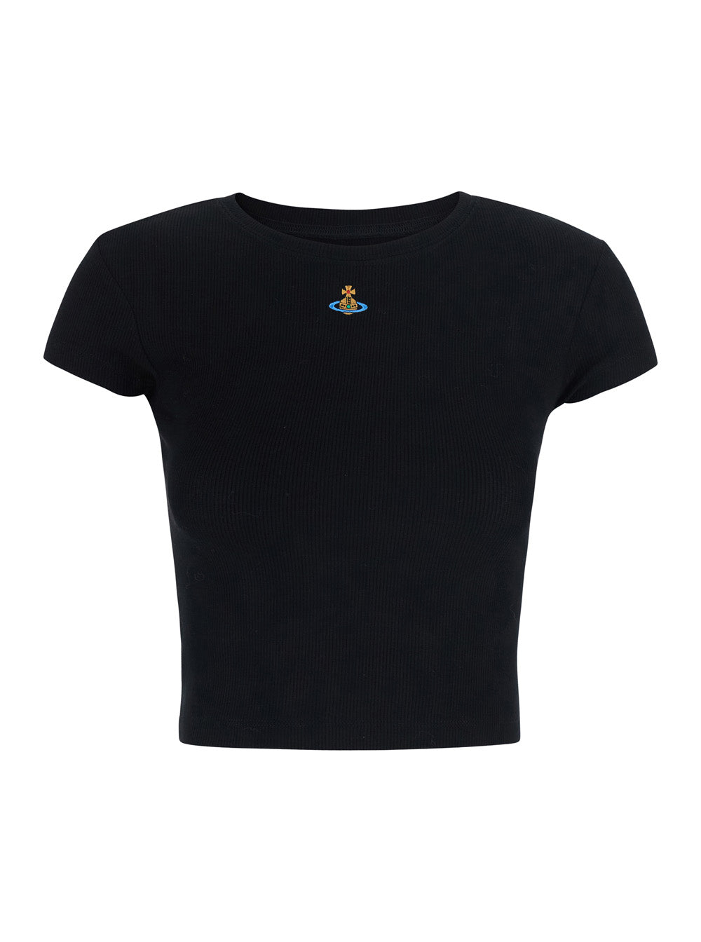 Vivienne Westwood Women Black T-Shirt With Embroidered Logo On The Front In Viscose For Women