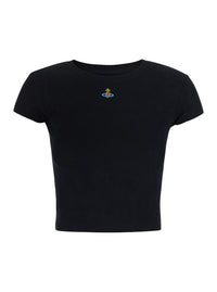 Vivienne Westwood Women Black T-Shirt With Embroidered Logo On The Front In Viscose For Women