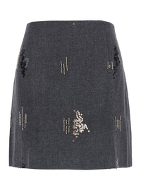 Leplain Women Embroidered Skirt In Gray Polyester For Women